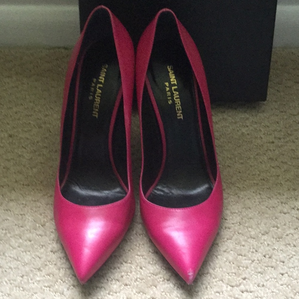 Saint Laurent magenta 4 inch heels